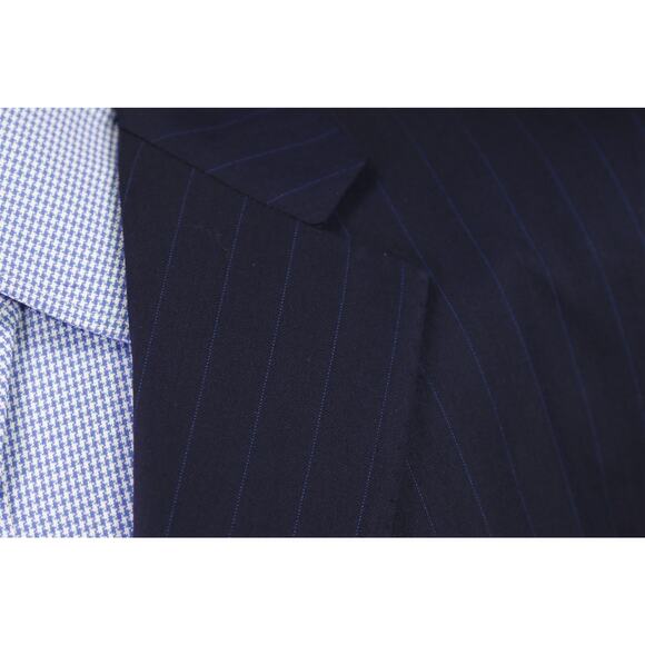 Martin Greenfield Bespoke Navy Blue Pinstripe 2-Btn Wool Blazer Jacket 40R - Picture 5 of 10